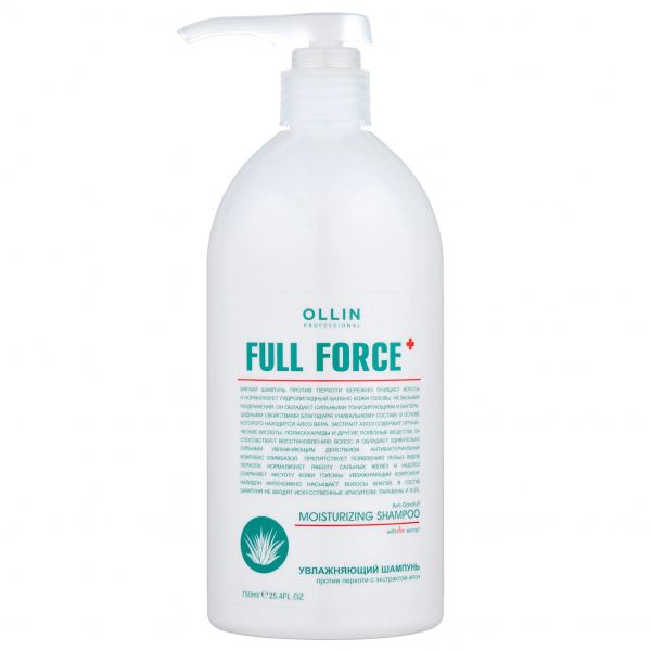 Moisturizing anti-dandruff shampoo with aloe extract Full Force OLLIN 750 ml