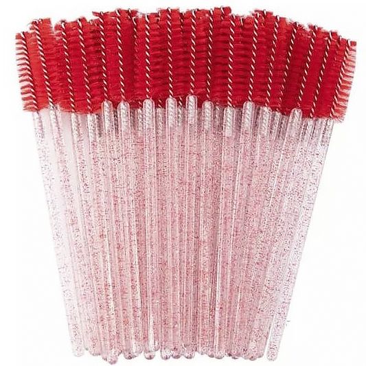 Nylon red eyelash brushes 50 pcs/pack DACCORDO