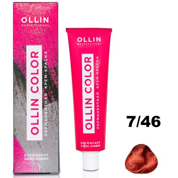 Permanent cream hair dye COLOR 7/46 OLLIN 100 ml