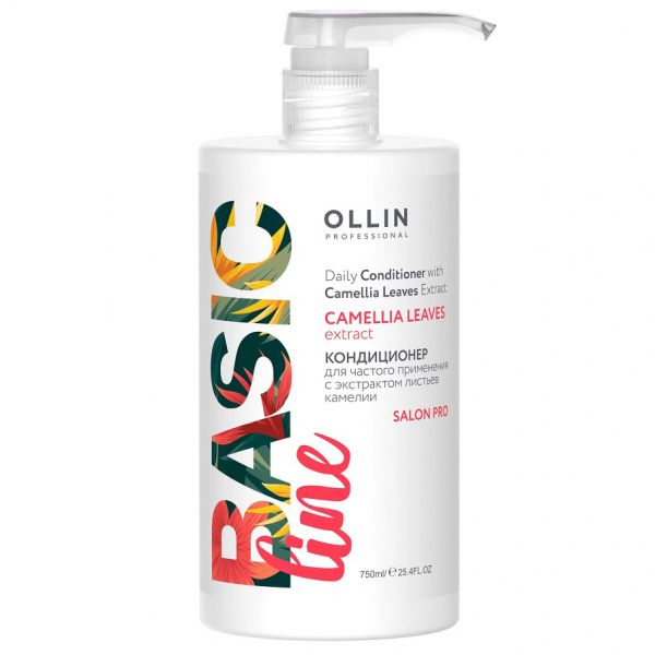 OLLIN Basic Line Camellia Leaves Conditioner for frequent use with camellia leaf extract 750 ml