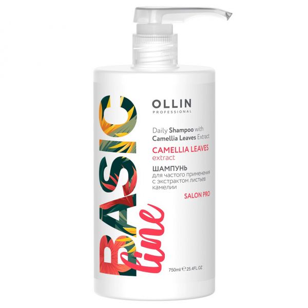 OLLIN Basic Line Camellia Leaves Shampoo for frequent use with camellia leaf extract 750 ml