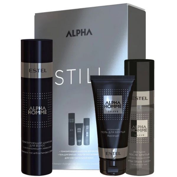 Set of shampoo, shaving gel, lotion ALPHA STILL ESTEL 450 ml